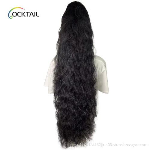 30 32 40 inch Kanekalon high temperature fiber synthetic hair ponytail, tangle free long synthetic ponytail extensions in stock